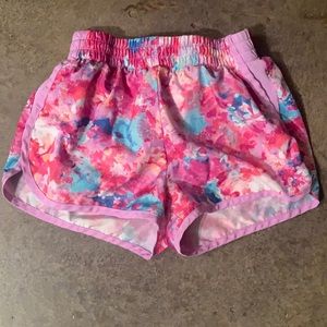 Champion athletic shorts size youth s color is purple pink and blue
